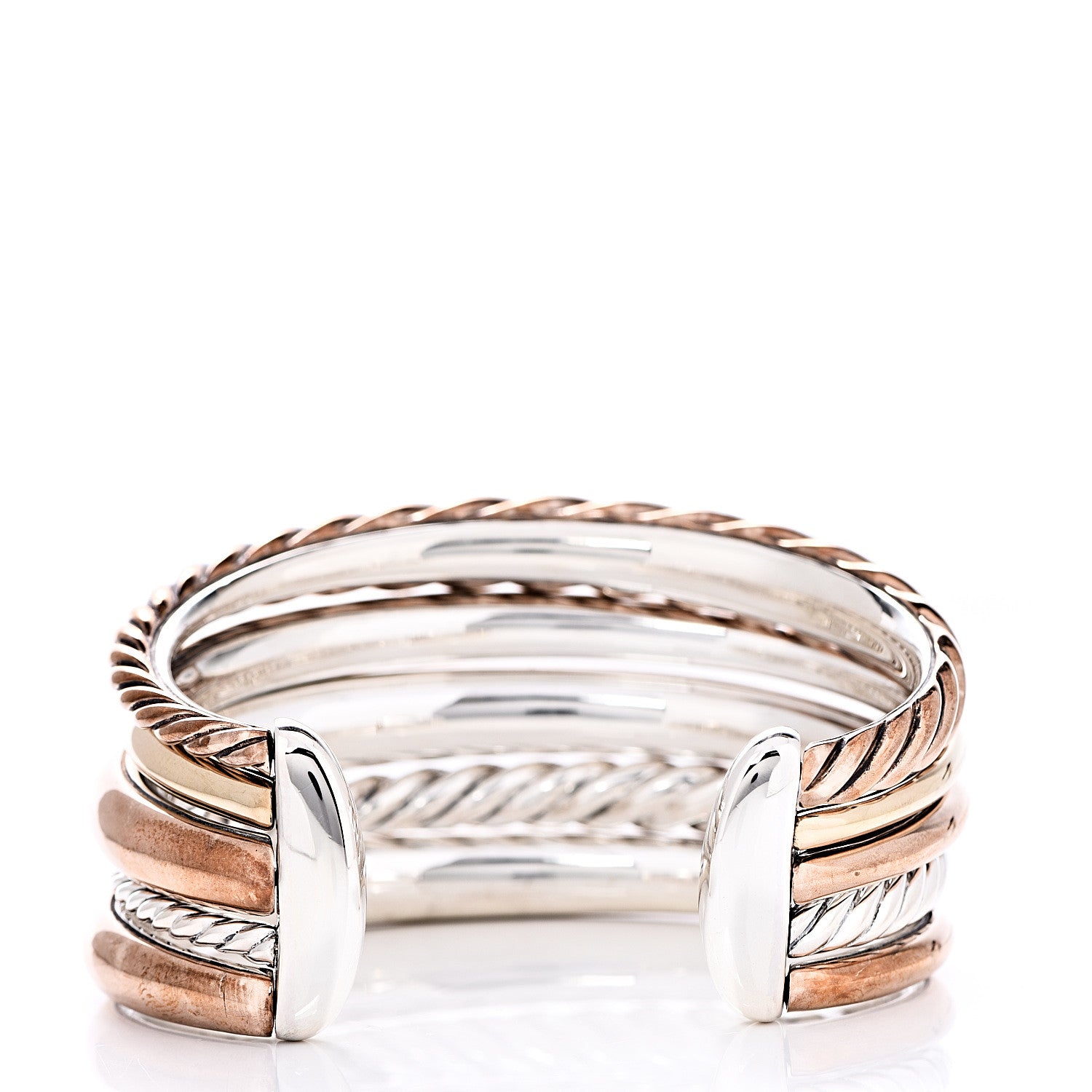 David Yurman Sterling Silver Bronze Diamond Pure Form Bracelet 3 of 5