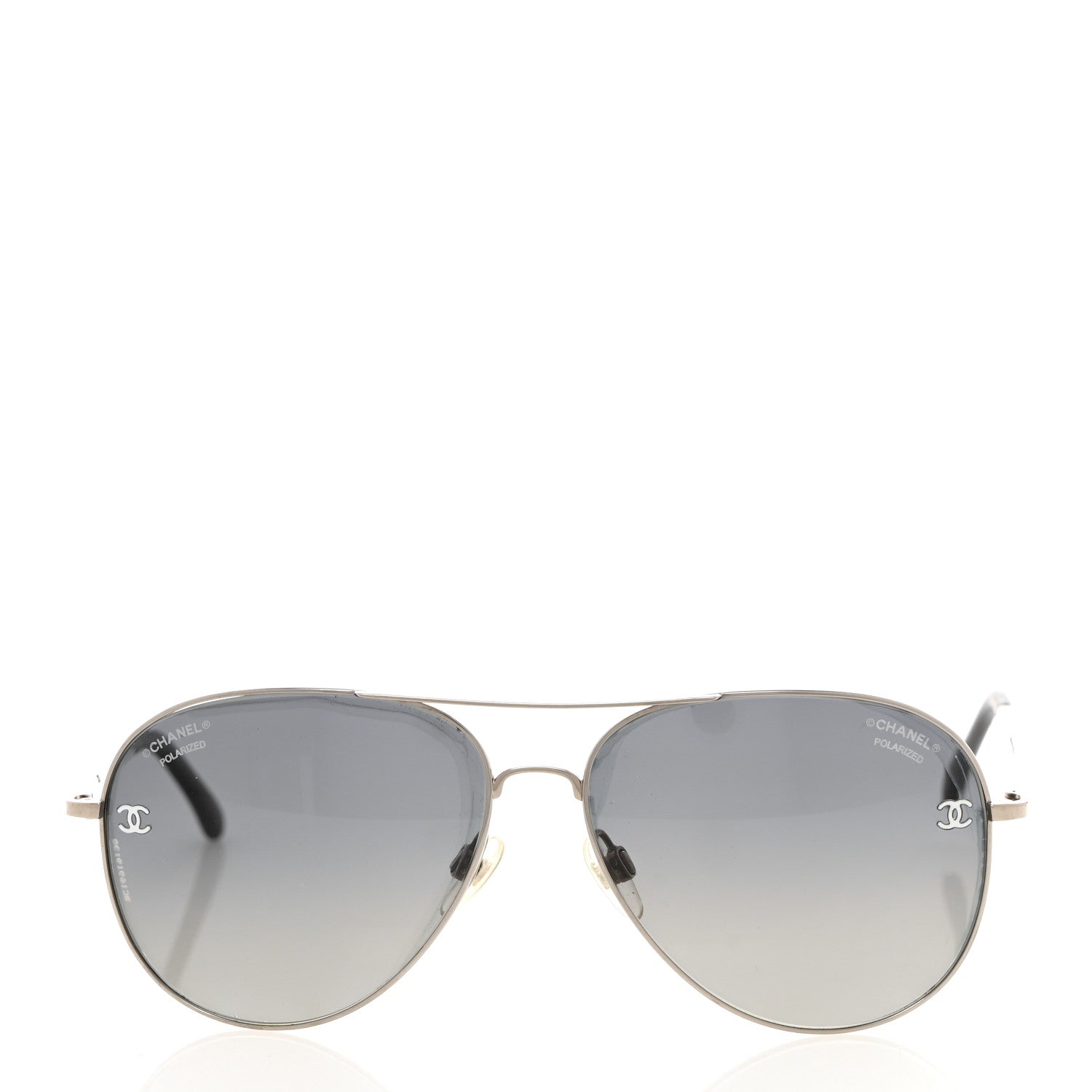 Chanel Aviator CC Sunglasses 4189-T-Q Silver Black 2 of 9
