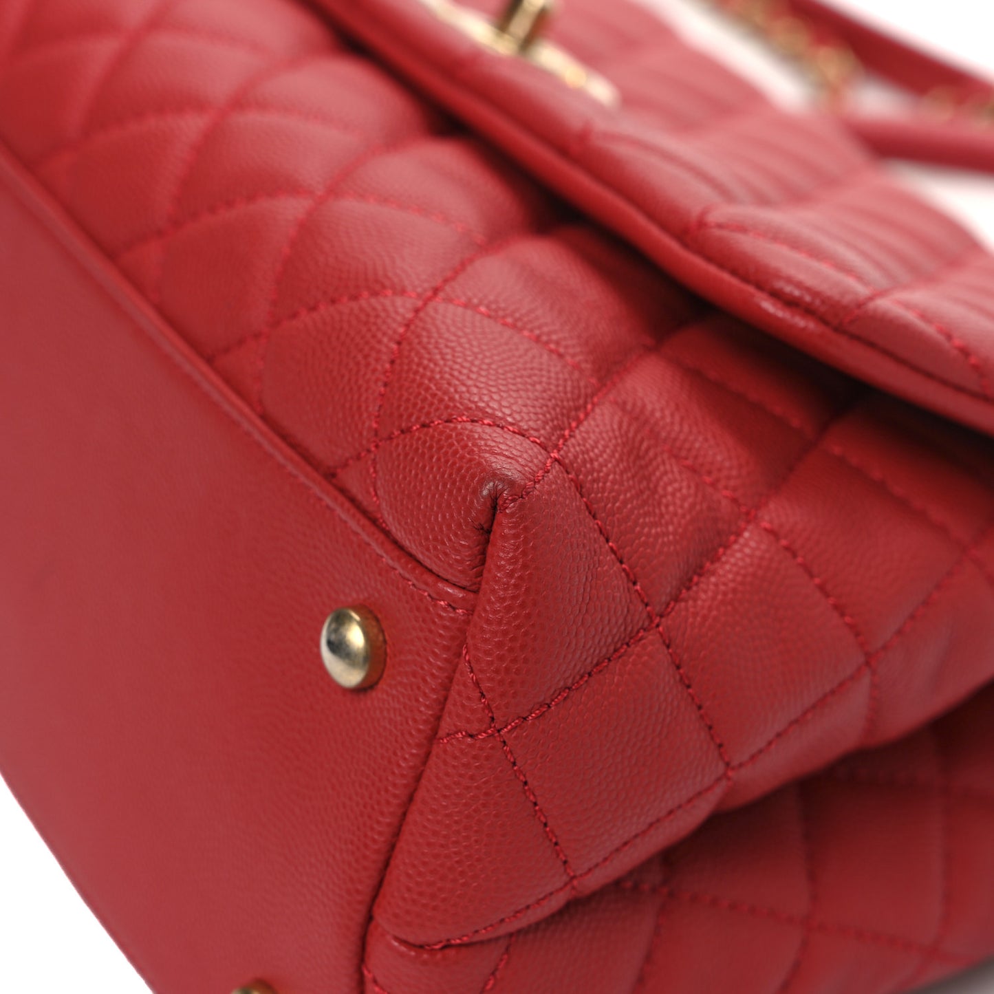 Caviar Quilted Small Coco Handle Flap Red