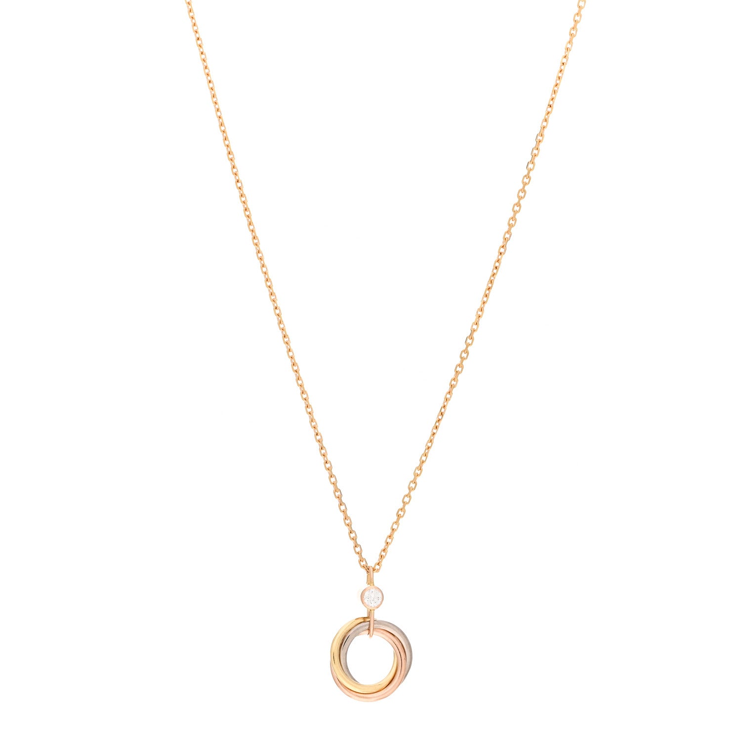 Cartier 18K Pink Yellow White Gold Diamond Trinity Pendant Necklace 1 of 5
