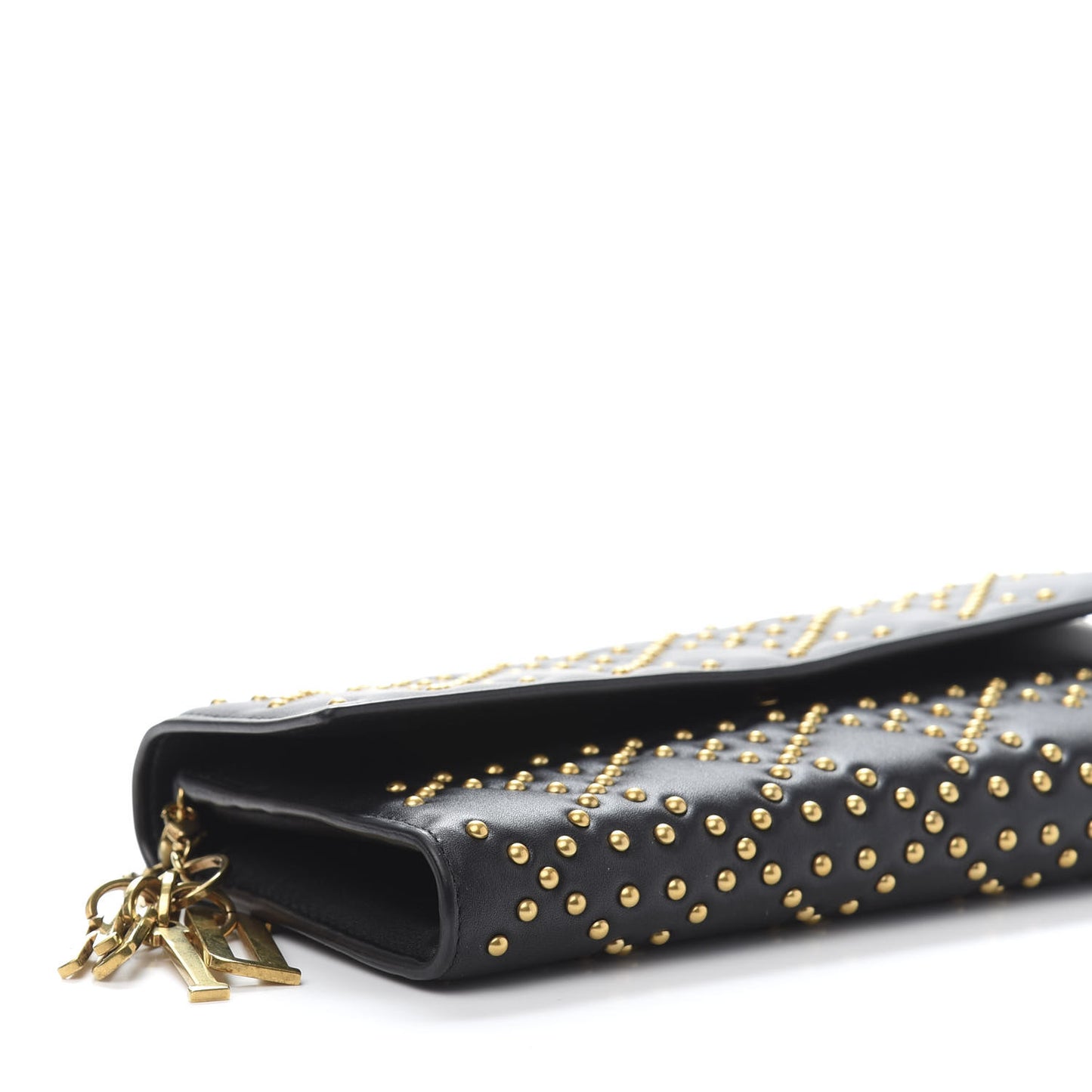 Calfskin Cannage Studded Wallet on Chain Black