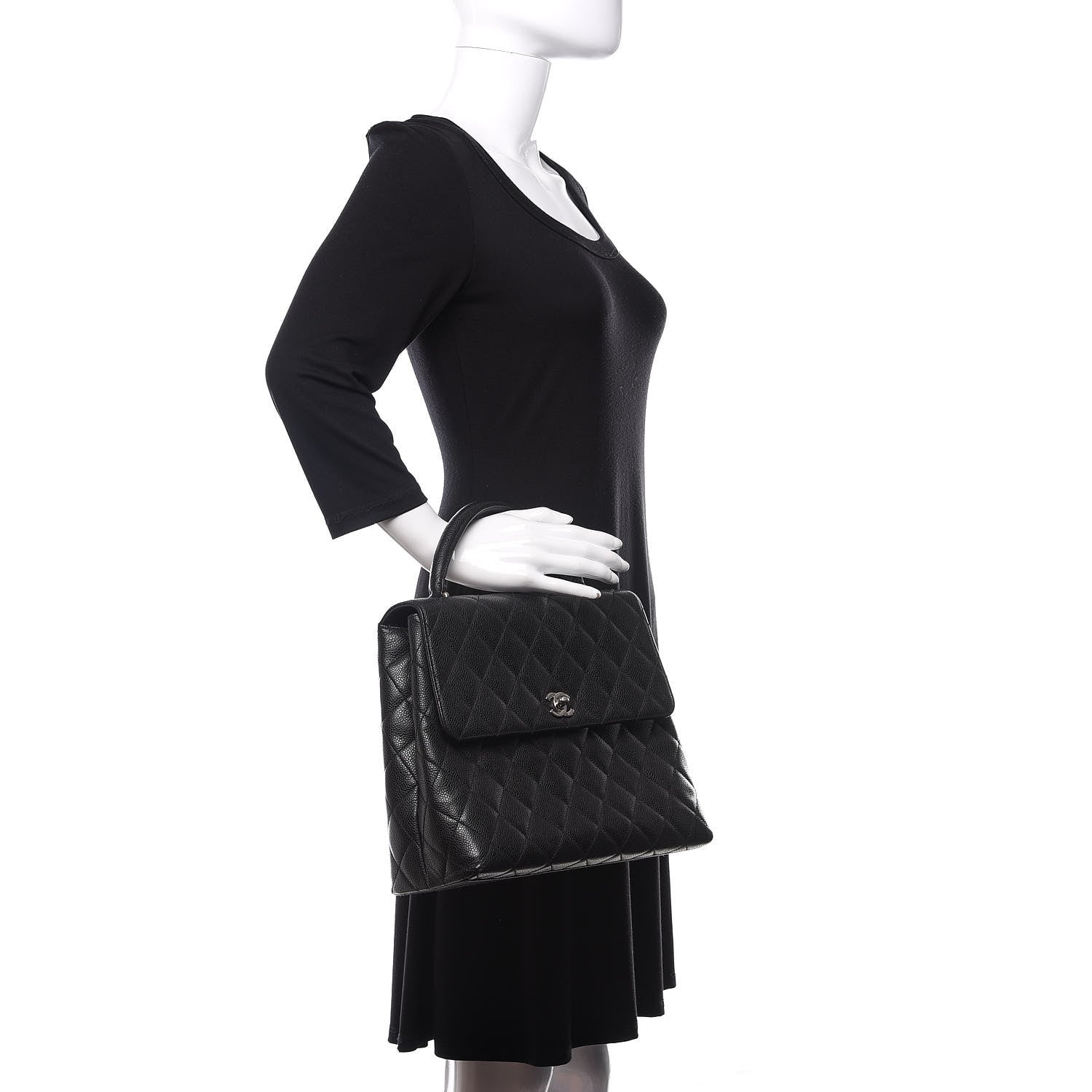 Chanel Caviar Quilted Jumbo Kelly Flap Black 2 of 10