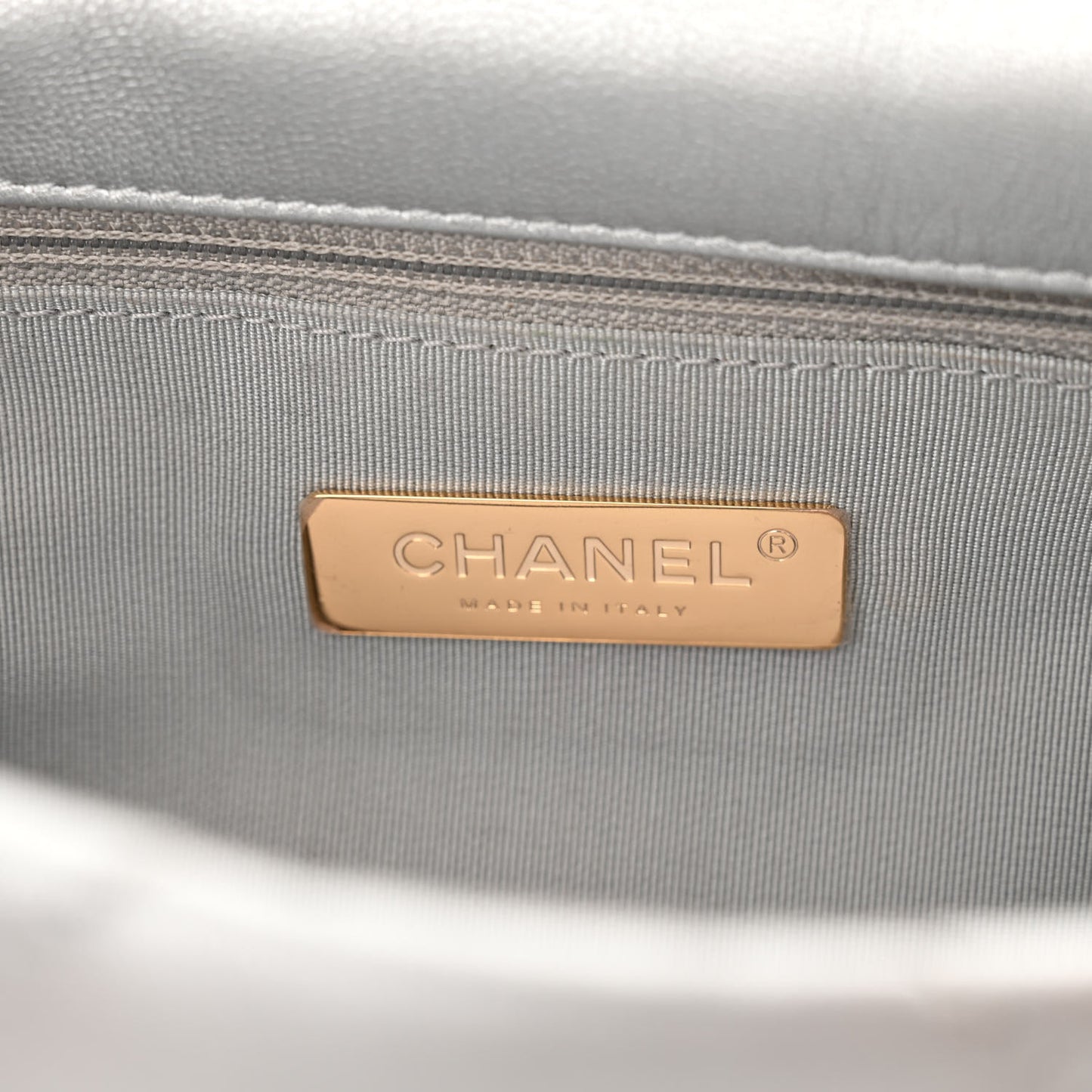 Metallic Lambskin Quilted Medium Chanel 19 Flap Silver