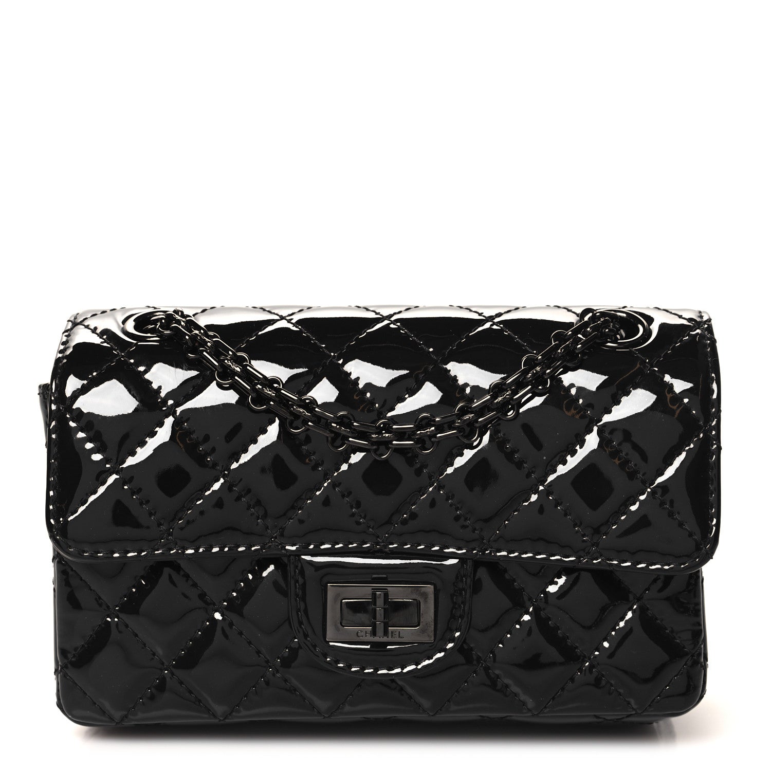 Chanel Patent Calfskin Quilted 2.55 Reissue Mini Flap So Black 1 of 10