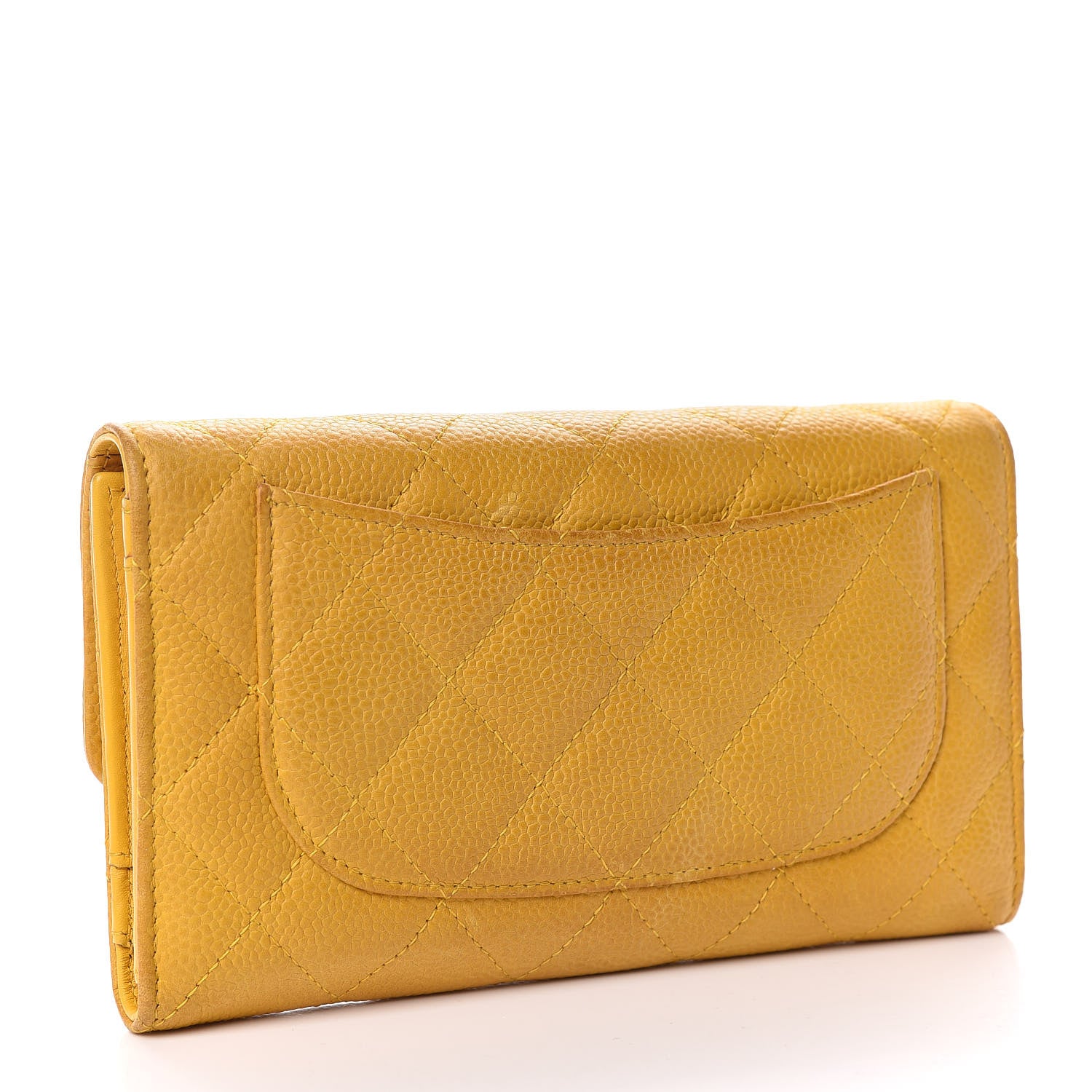 Chanel Iridescent Caviar Quilted Large Flap Wallet Yellow 3 of 18