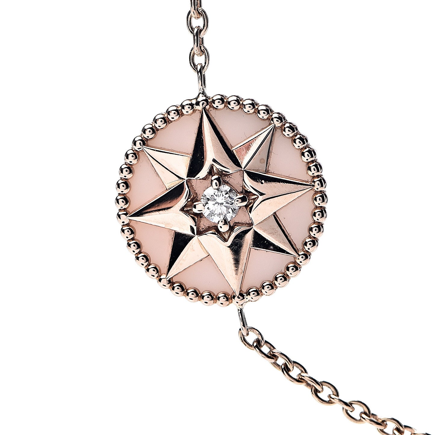 18K Rose Gold Diamond Pink Opal Rose Des Vents Bracelet