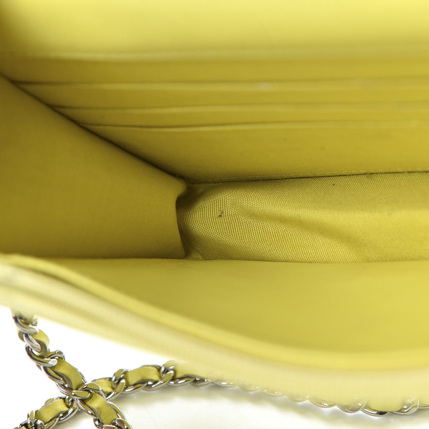 Patent Quilted Chevron Diamond CC Wallet On Chain WOC