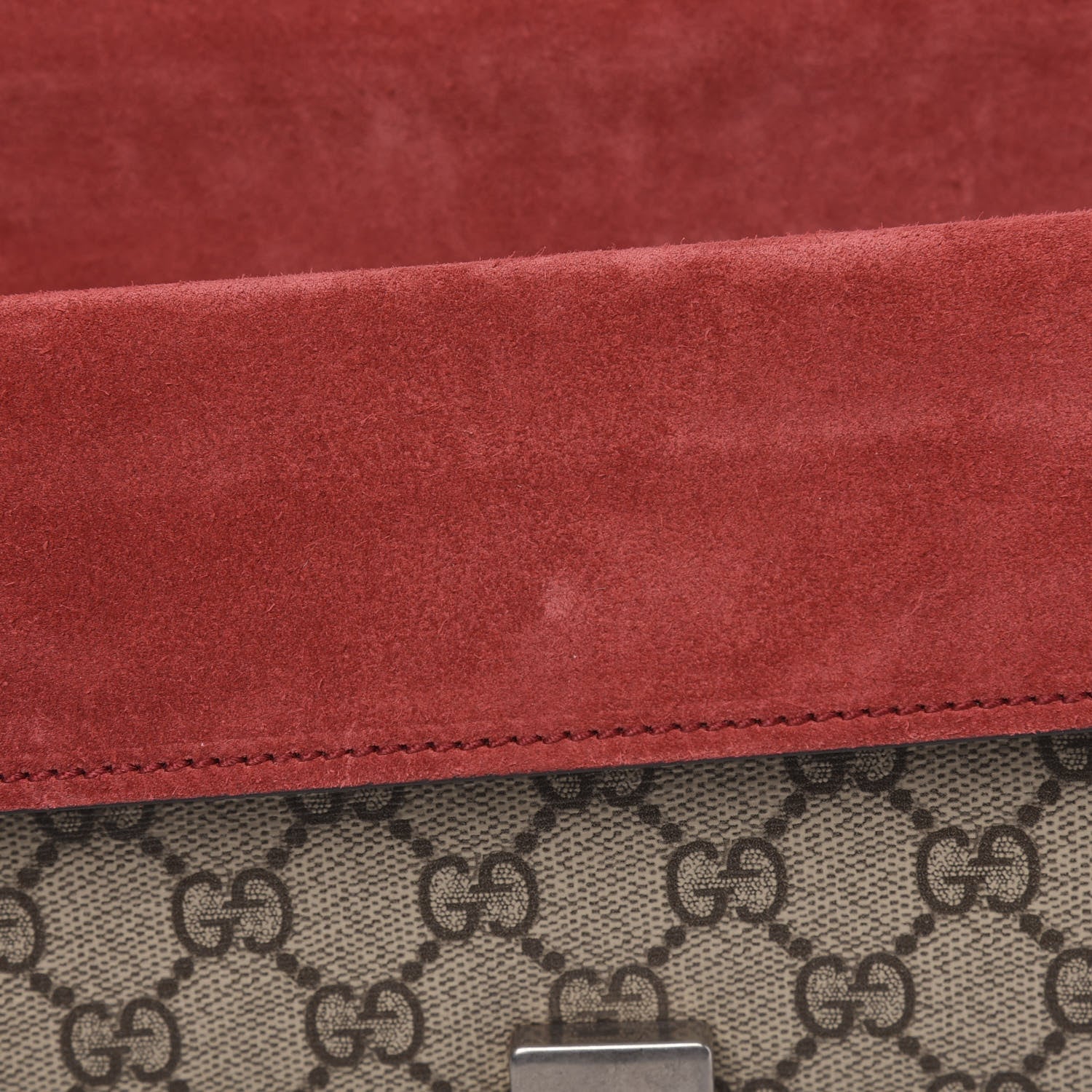 Gucci GG Supreme Monogram Suede Crystal Small Dionysus Shoulder Bag Beige Ebony Vulcanic Red 11 of 11
