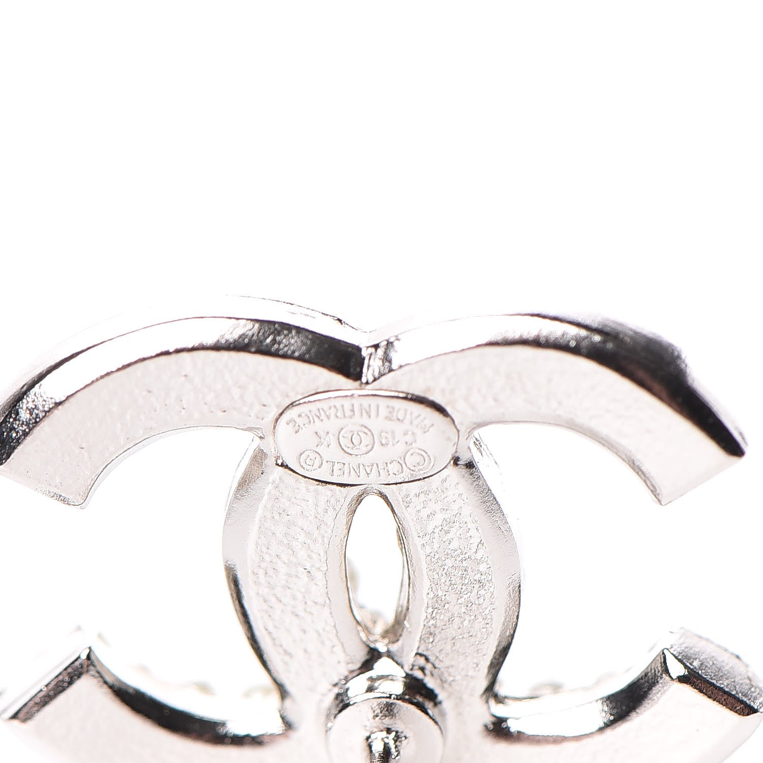 Chanel Pearl Crystal CC Snow Palace Earrings Silver 3 of 5
