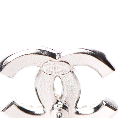 Chanel Pearl Crystal CC Snow Palace Earrings Silver 3 of 5