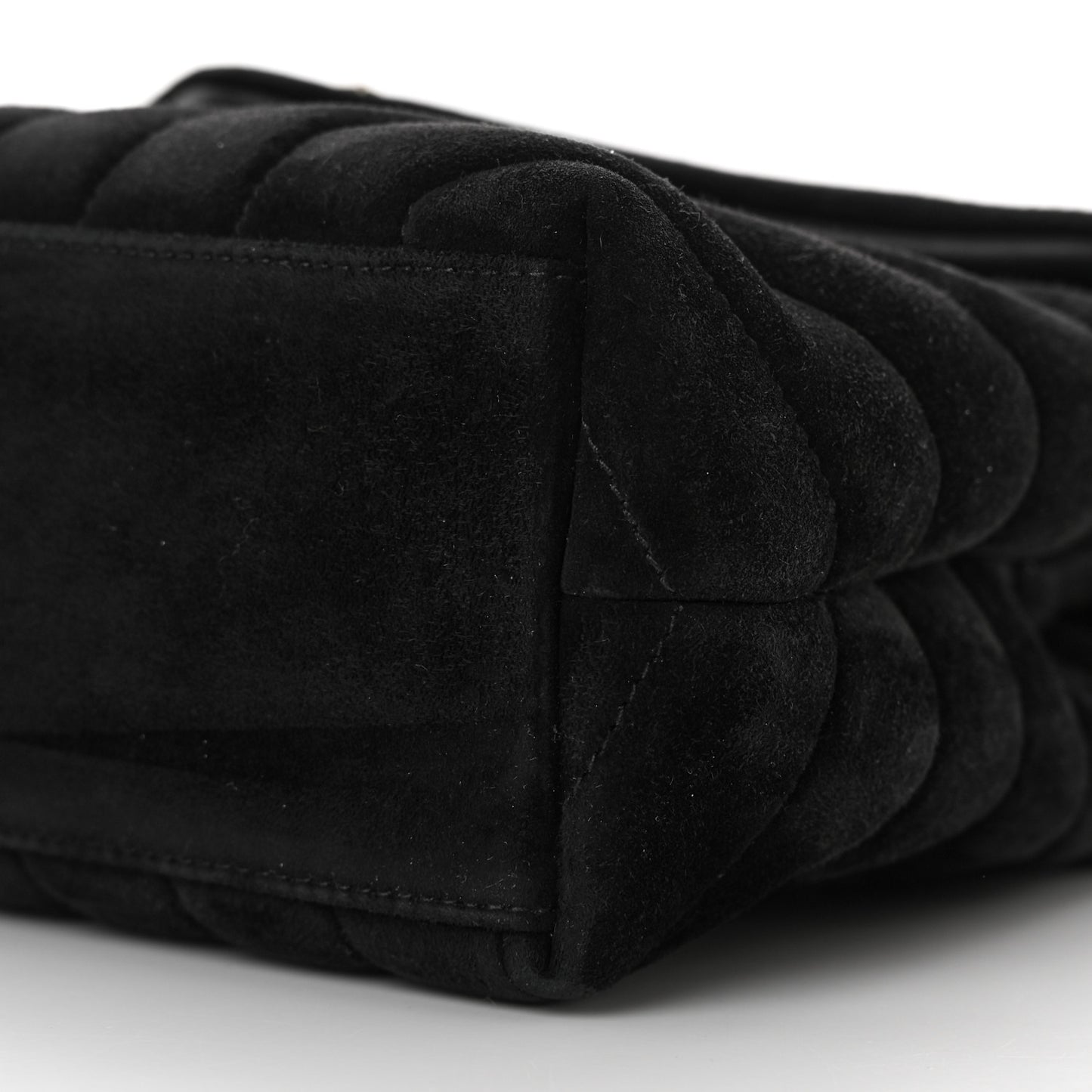 Suede Calfskin Y Quilted Monogram Small Loulou Chain Satchel Black