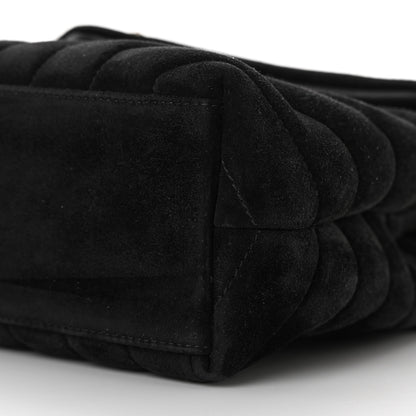 Saint Laurent Suede Calfskin Y Quilted Monogram Small Loulou Chain Satchel Black 10 of 11
