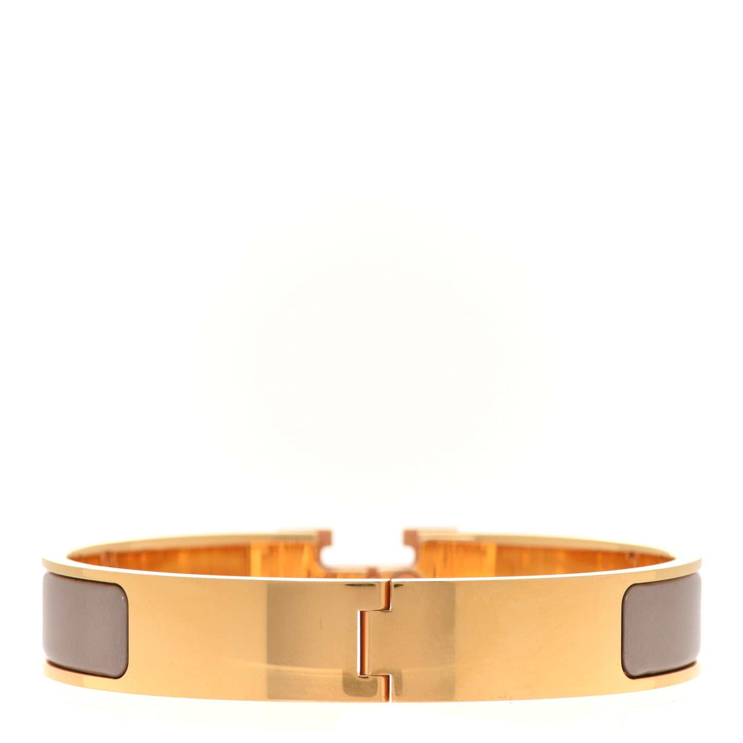 Enamel Narrow Clic Clac H Bracelet GM Marron Glace