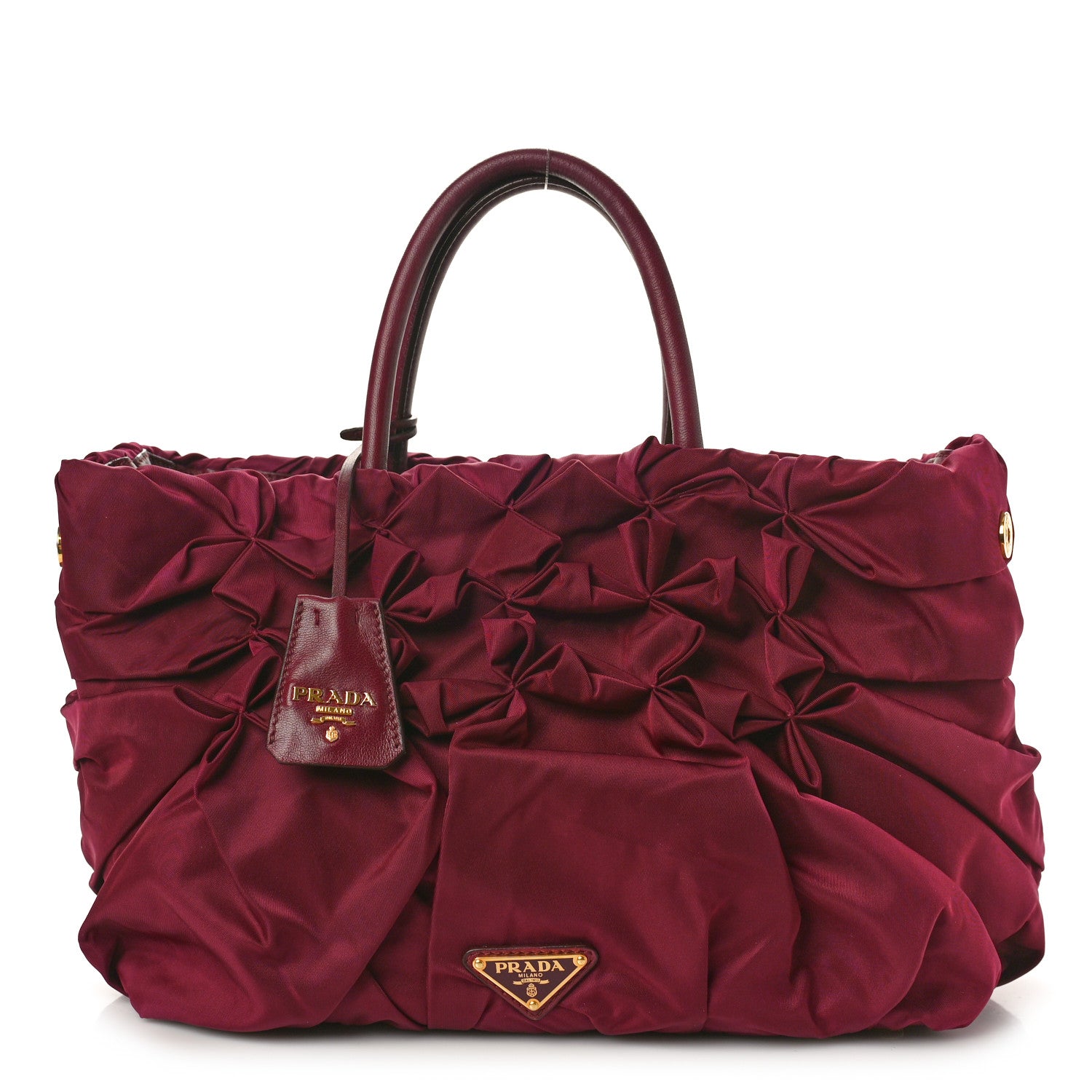 Prada Tessuto Nylon Origami Pleated Tote Barolo 1 of 9