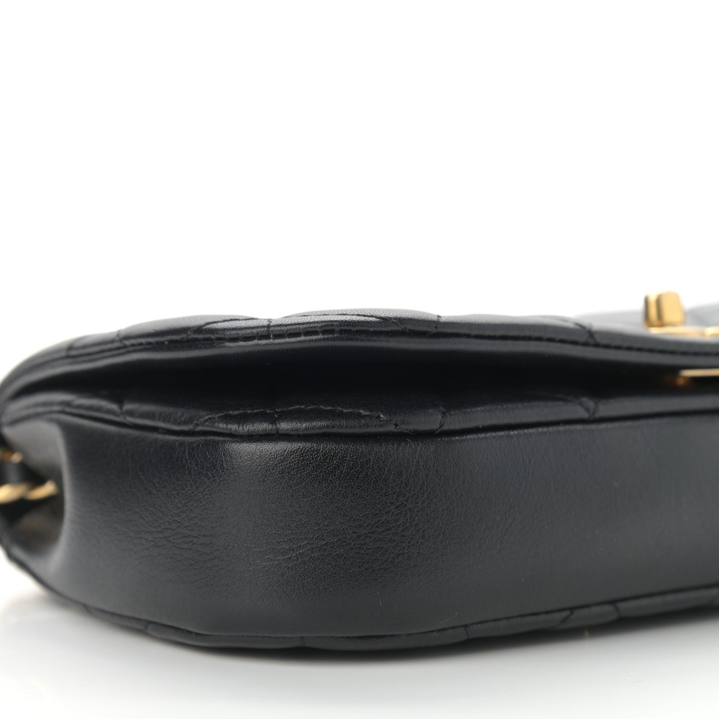 Calfskin Quilted Coco Mail Clutch With Chain Black
