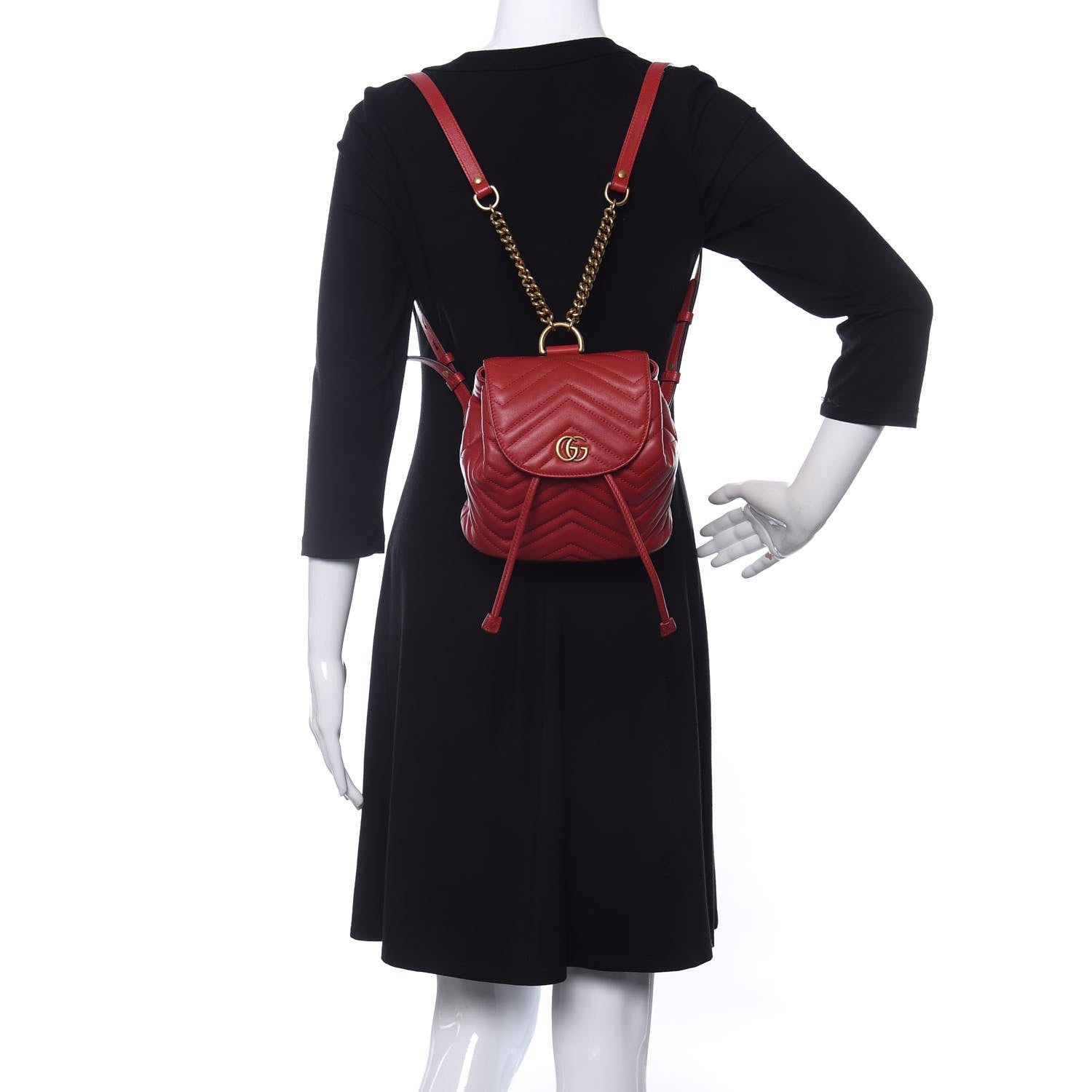 Gucci Calfskin Matelasse GG Marmont Flap Backpack Hibiscus Red 2 of 10