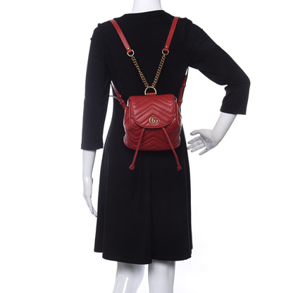 Gucci Calfskin Matelasse GG Marmont Flap Backpack Hibiscus Red 2 of 10