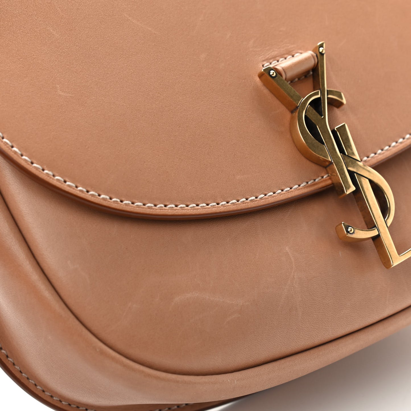 Smooth Vintage Calfskin Monogram Medium Kaia Satchel Gold