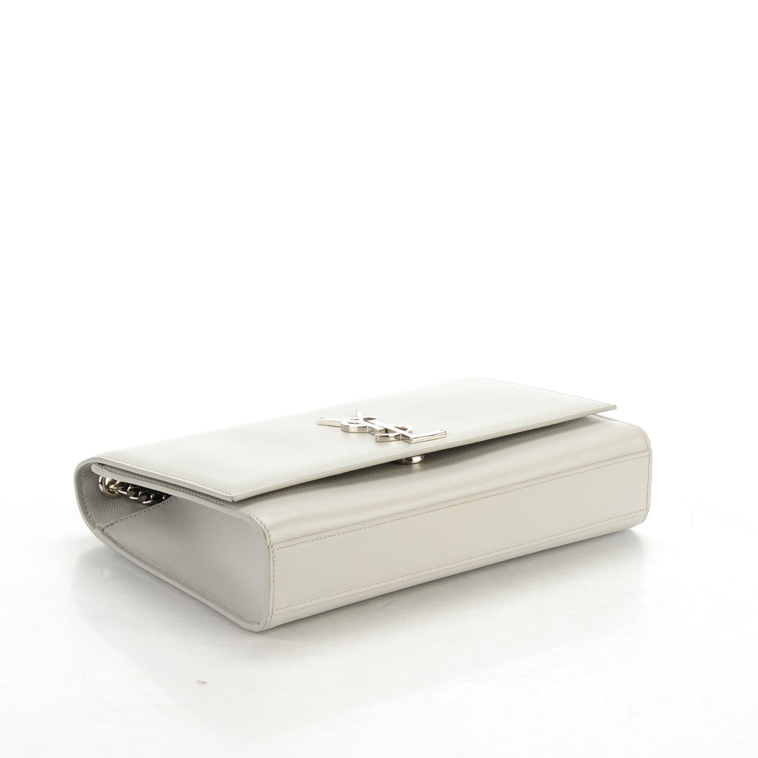 Saint Laurent Grain De Poudre Medium Classic Monogram Kate Satchel Light Gray 4 of 7