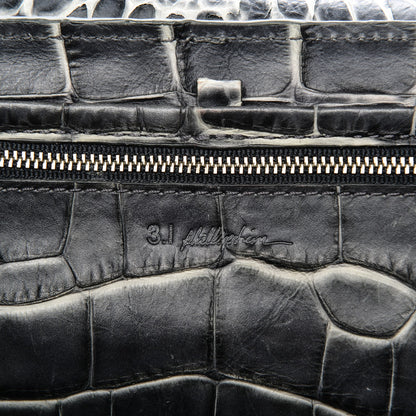3.1 Phillip Lim 3.1 Calfskin Crocodile Embossed Large Pashli Satchel Antique Grey 6 of 7