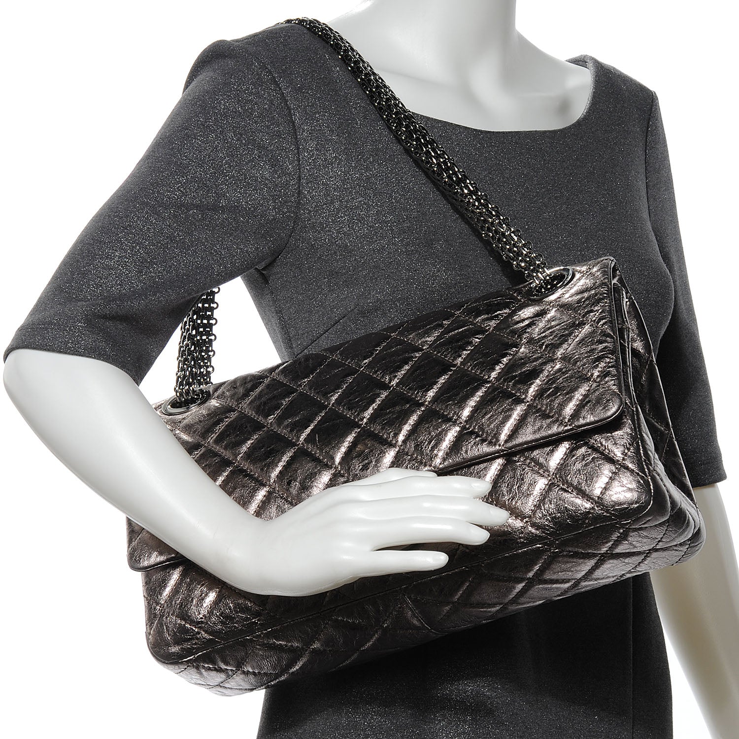 Chanel Aged Calfskin 2.55 Reissue 228 Flap Dark Silver 2 of 7