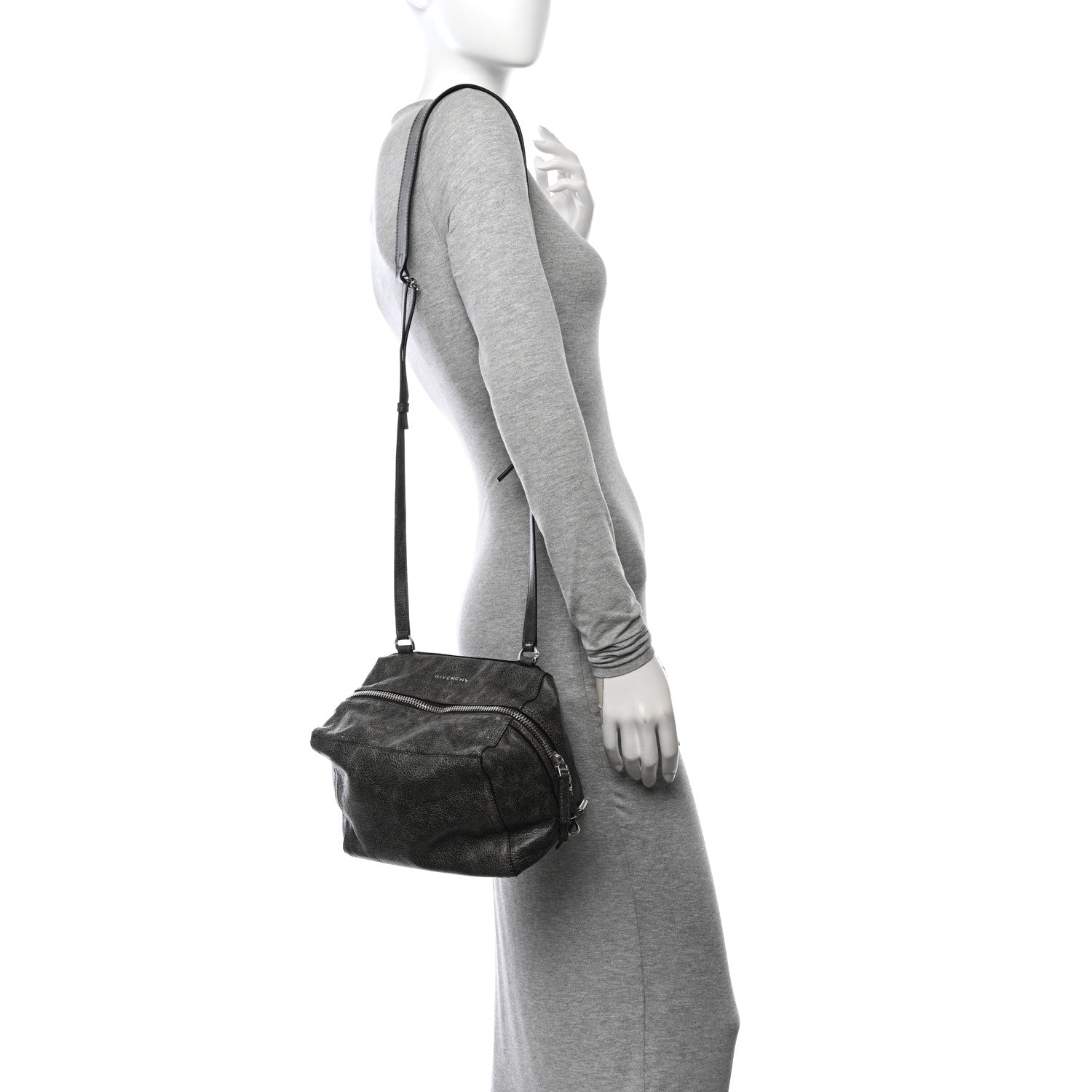 Givenchy Aged Calfskin Small Pandora Mens Crossbody Black Grey 2 of 12