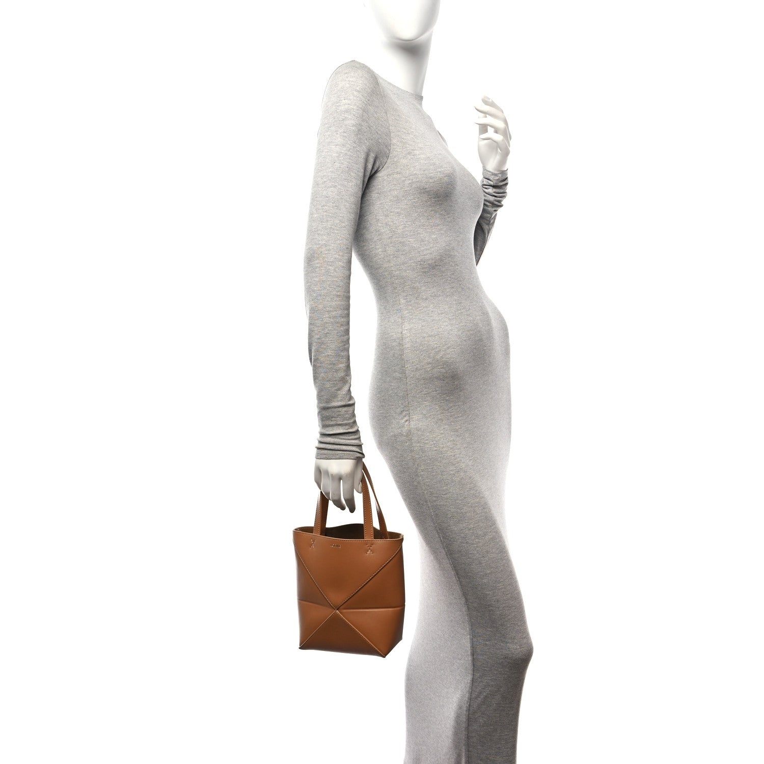 Loewe Shiny Calfskin Mini Puzzle Fold Tote Warm Desert 2 of 11