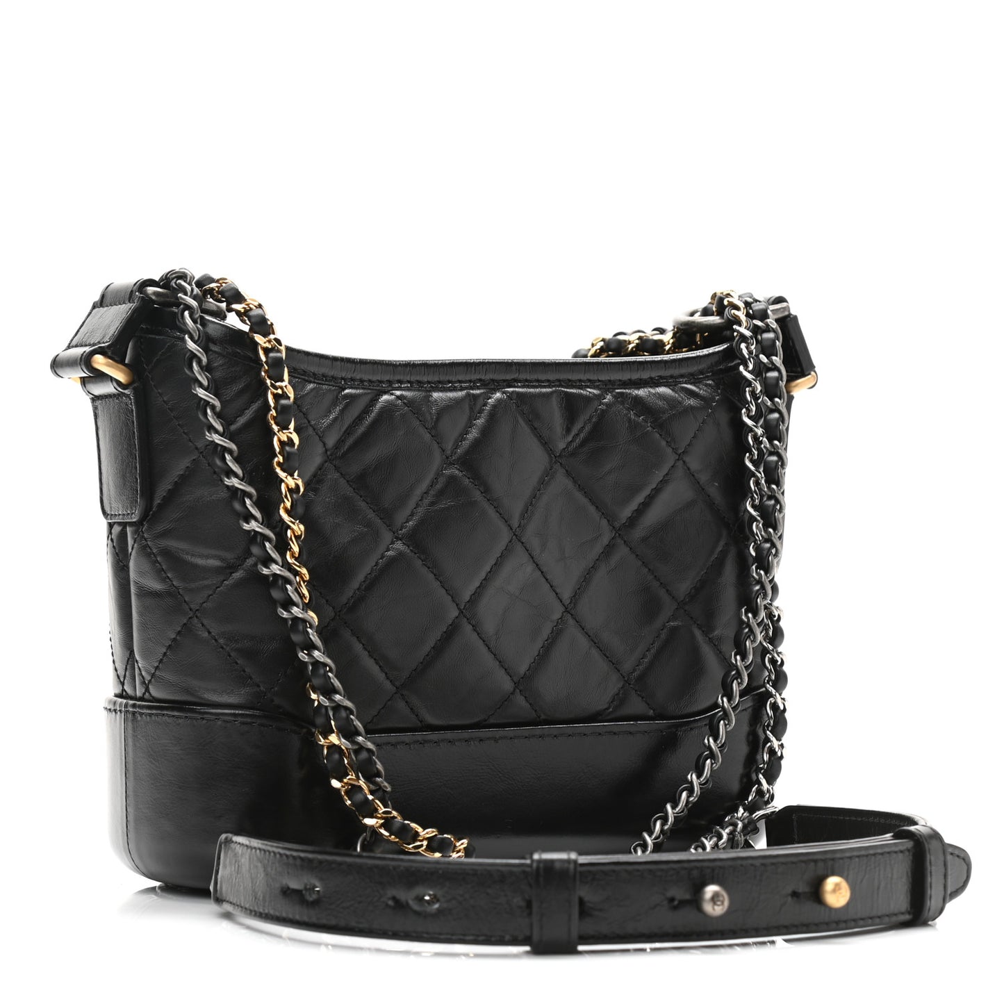 Aged Calfskin Quilted Small Gabrielle Hobo Black