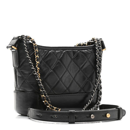 Chanel Aged Calfskin Quilted Small Gabrielle Hobo Black 3 of 11