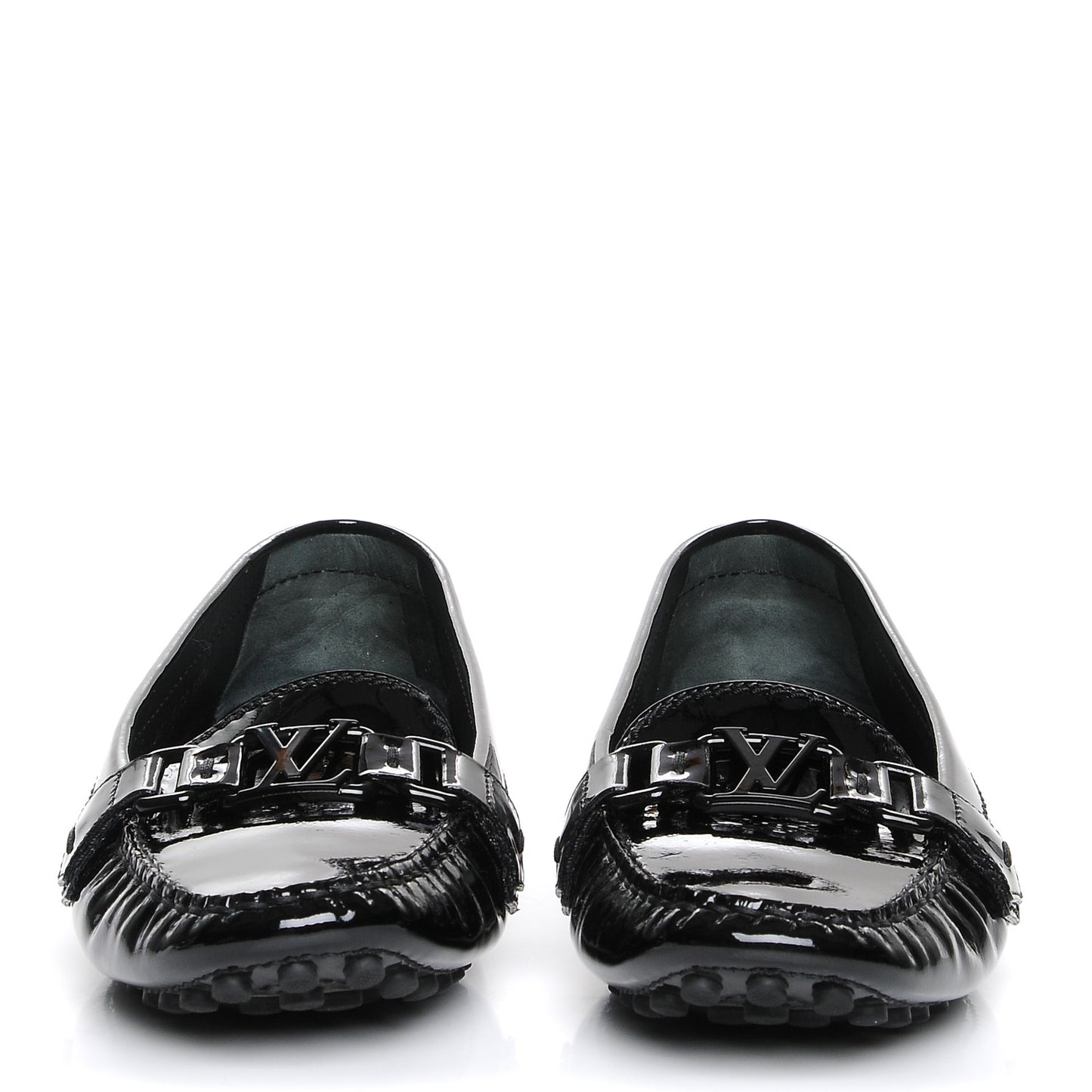 Patent Calfskin Oxford Loafers 40 Black