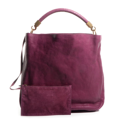 Saint Laurent Sheepskin Stingray Large Roady Hobo Magenta 9 of 9
