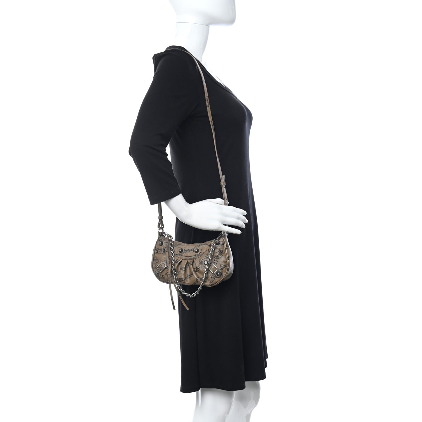 Coated Canvas BB Monogram Le Cagole Mini Purse With Chain Beige Brown