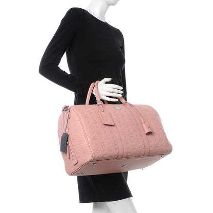 MCM Calfskin Ottomar Monogram Duffle Bag Pink 3 of 9