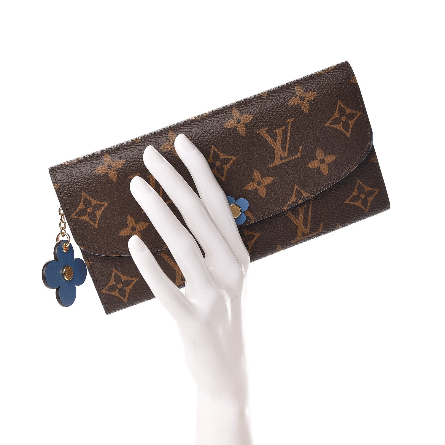 Louis Vuitton Monogram Bloom Flower Emilie Wallet Blue Jean 2 of 7