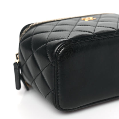 Chanel Lambskin Quilted Pearl Crush Small Vanity Case With Chain Black 7 of 8