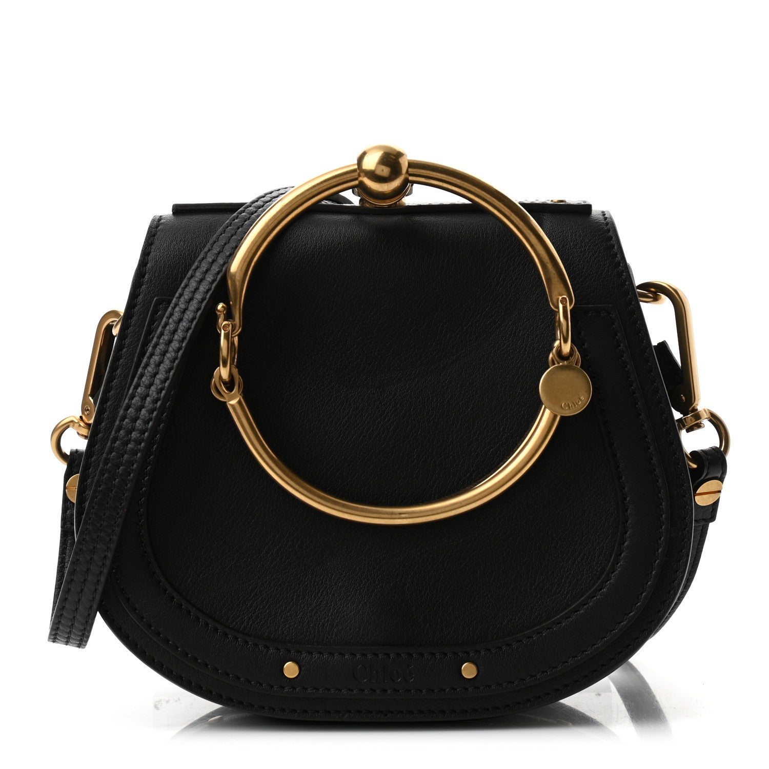 Chloe Calfskin Suede Small Nile Bracelet Bag Black 2 of 10