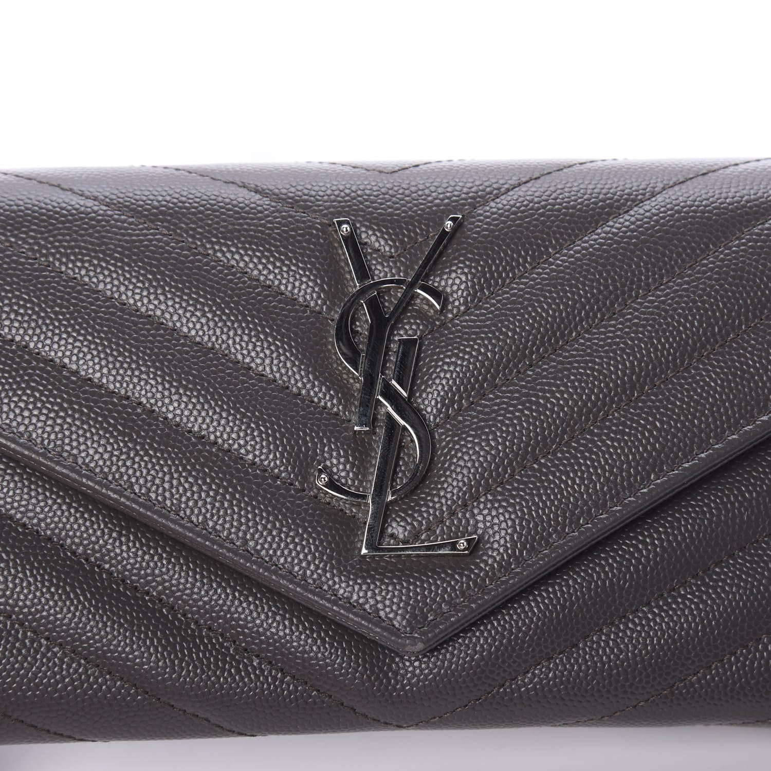 Saint Laurent Grain De Poudre Matelasse Chevron Monogram Flap Wallet Coal 9 of 9