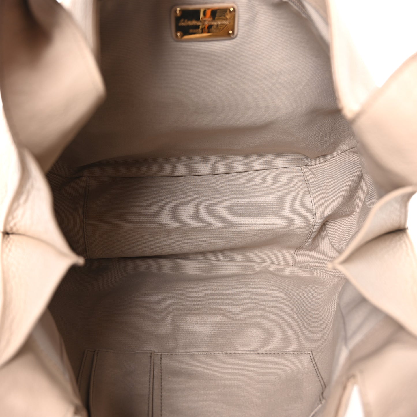 Calfskin Gancini Stitched Hobo Beige