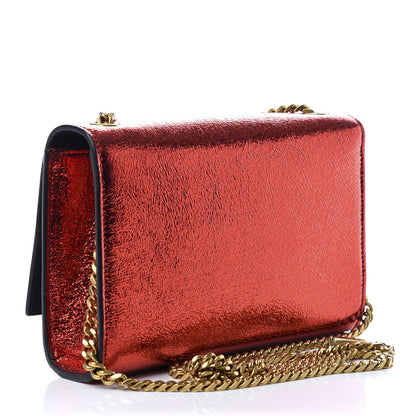 Saint Laurent Metallic Calfskin Small Classic Monogram Kate Satchel Red 3 of 9