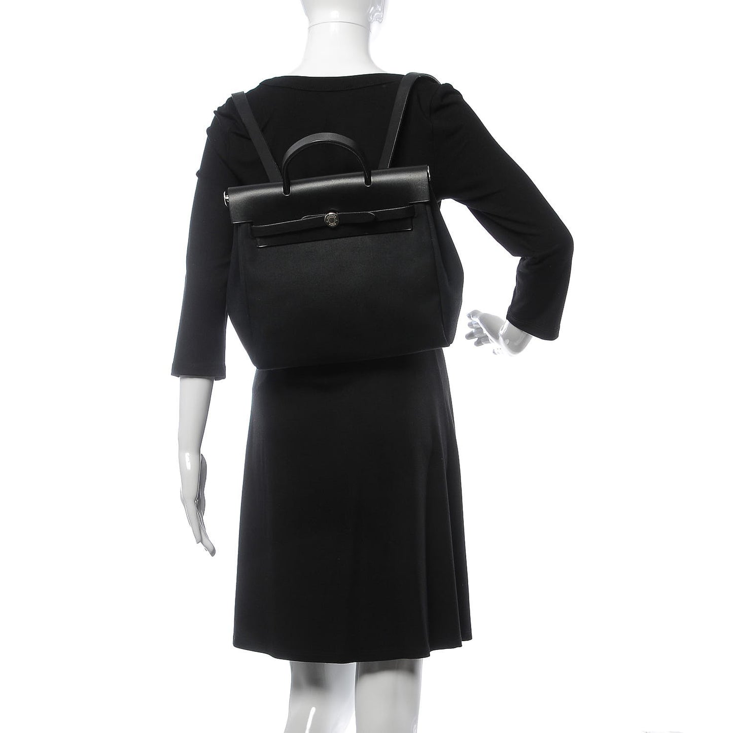 Toile Vache Calfskin Herbag 30 PM Backpack Black