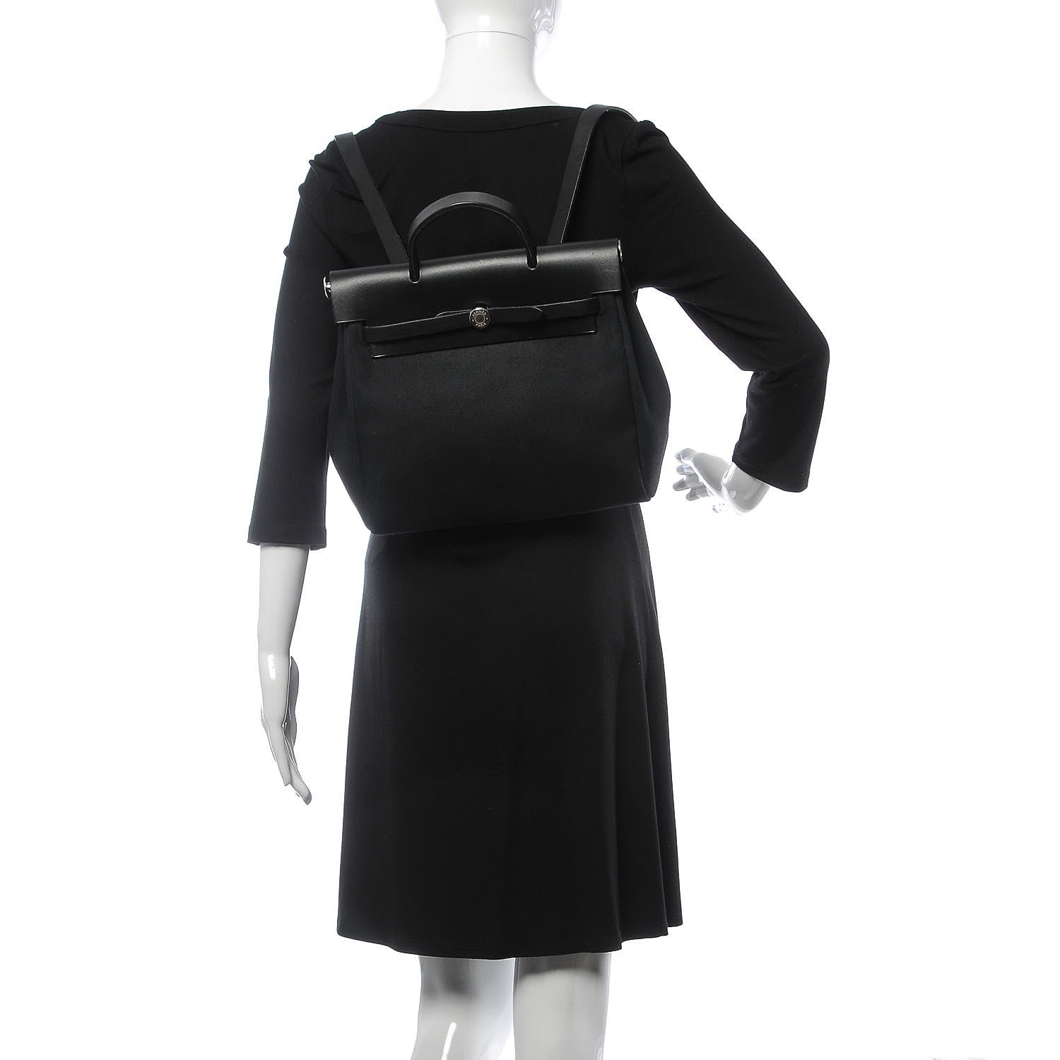 Hermes Toile Vache Calfskin Herbag 30 PM Backpack Black 2 of 10
