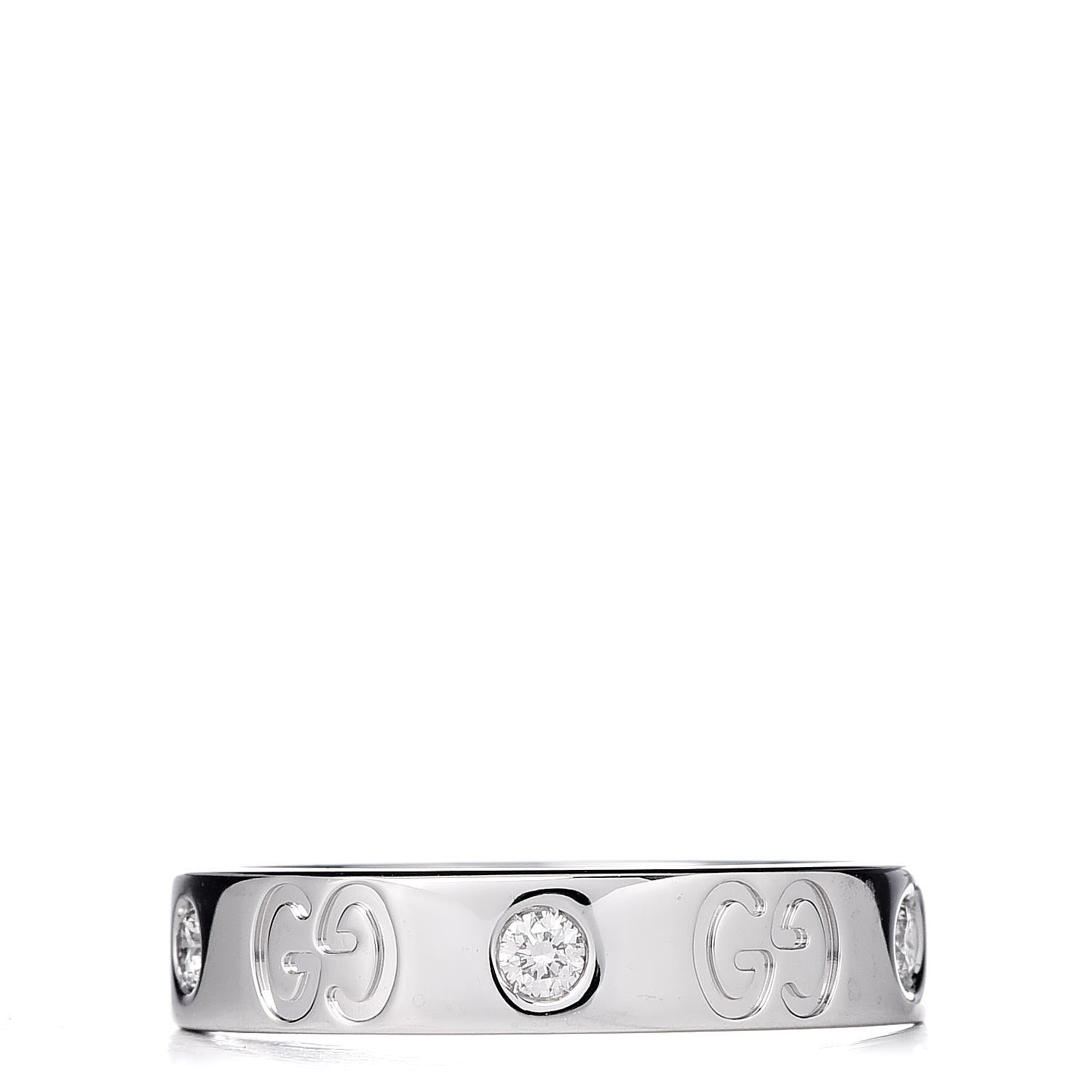Gucci 18K White Gold Diamond Icon Thin Band Ring 49 4.75 3 of 6