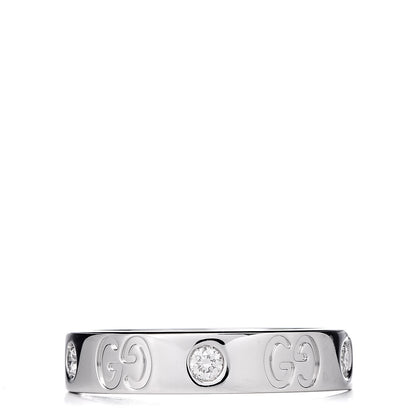 Gucci 18K White Gold Diamond Icon Thin Band Ring 49 4.75 3 of 6