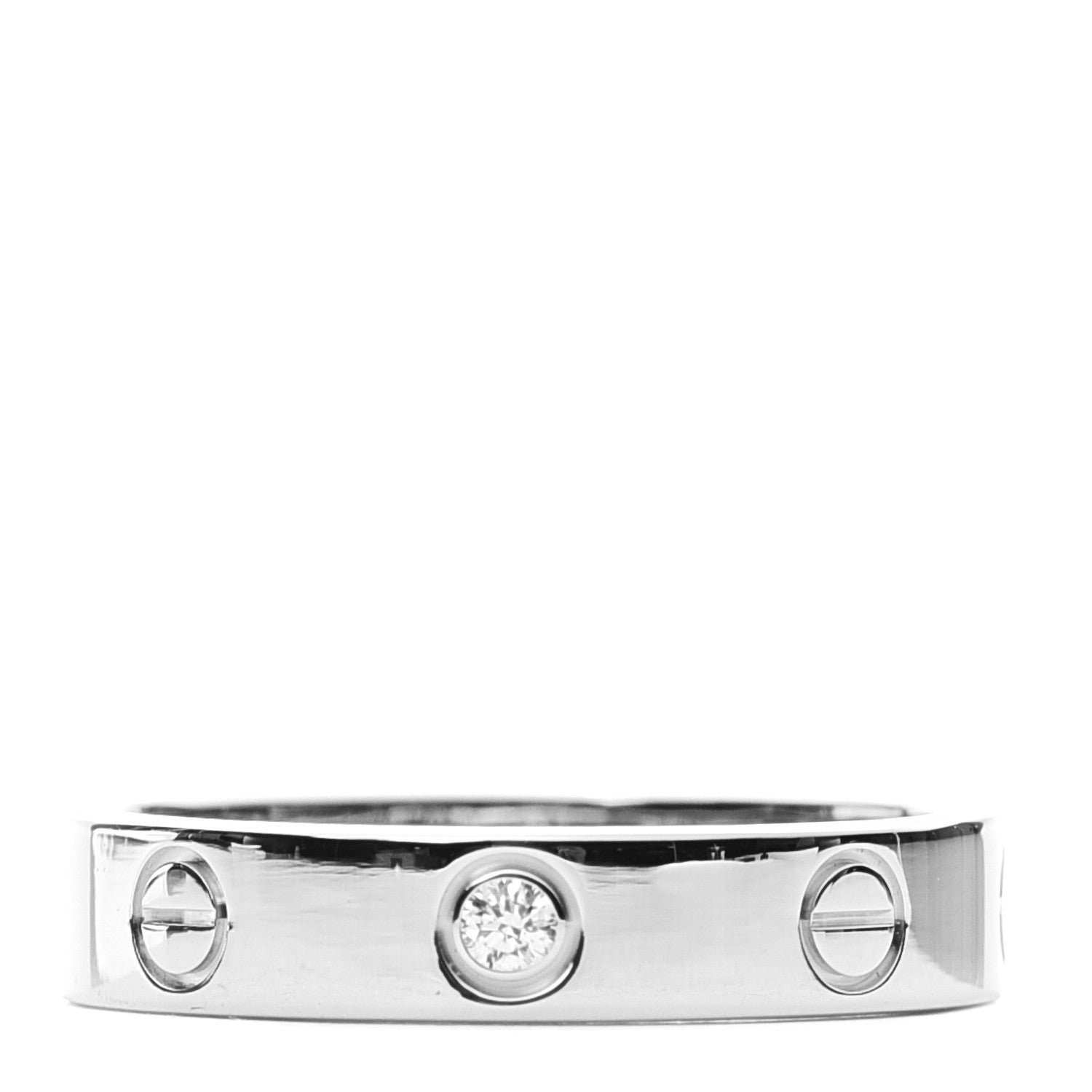 Cartier 18K White Gold Diamond 4mm LOVE Wedding Band Ring 52 6 1 of 5
