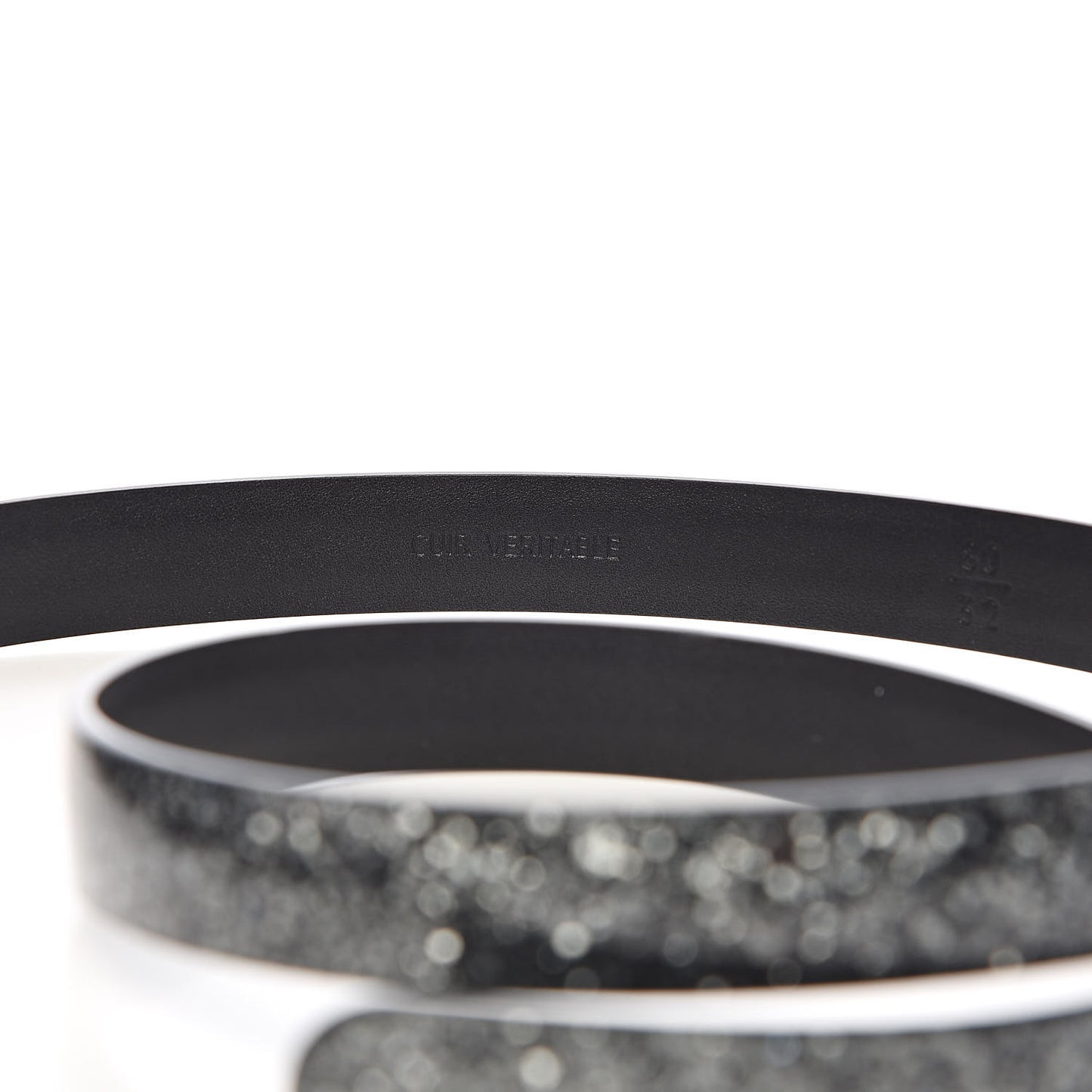 Glitter Calfskin CC Logo Skinny Belt 80 32 Charcoal