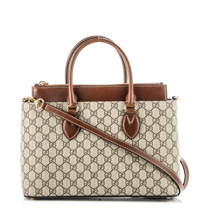 Gucci GG Supreme Monogram Small Zip Top Tote Beige Tuscany 1 of 7