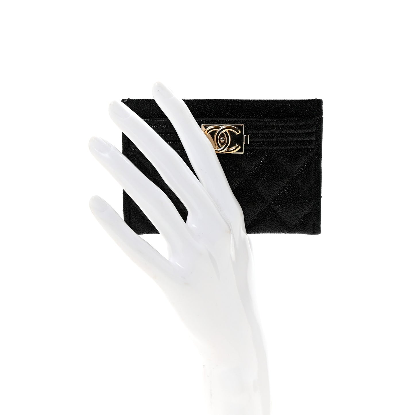 Caviar Quilted Boy Card Holder Black