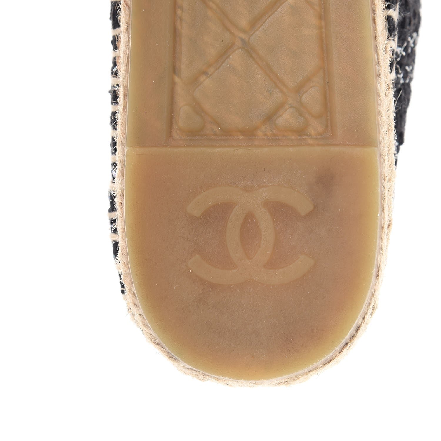 Chanel Tweed Lambskin CC Espadrilles 39 Black Silver 8 of 11