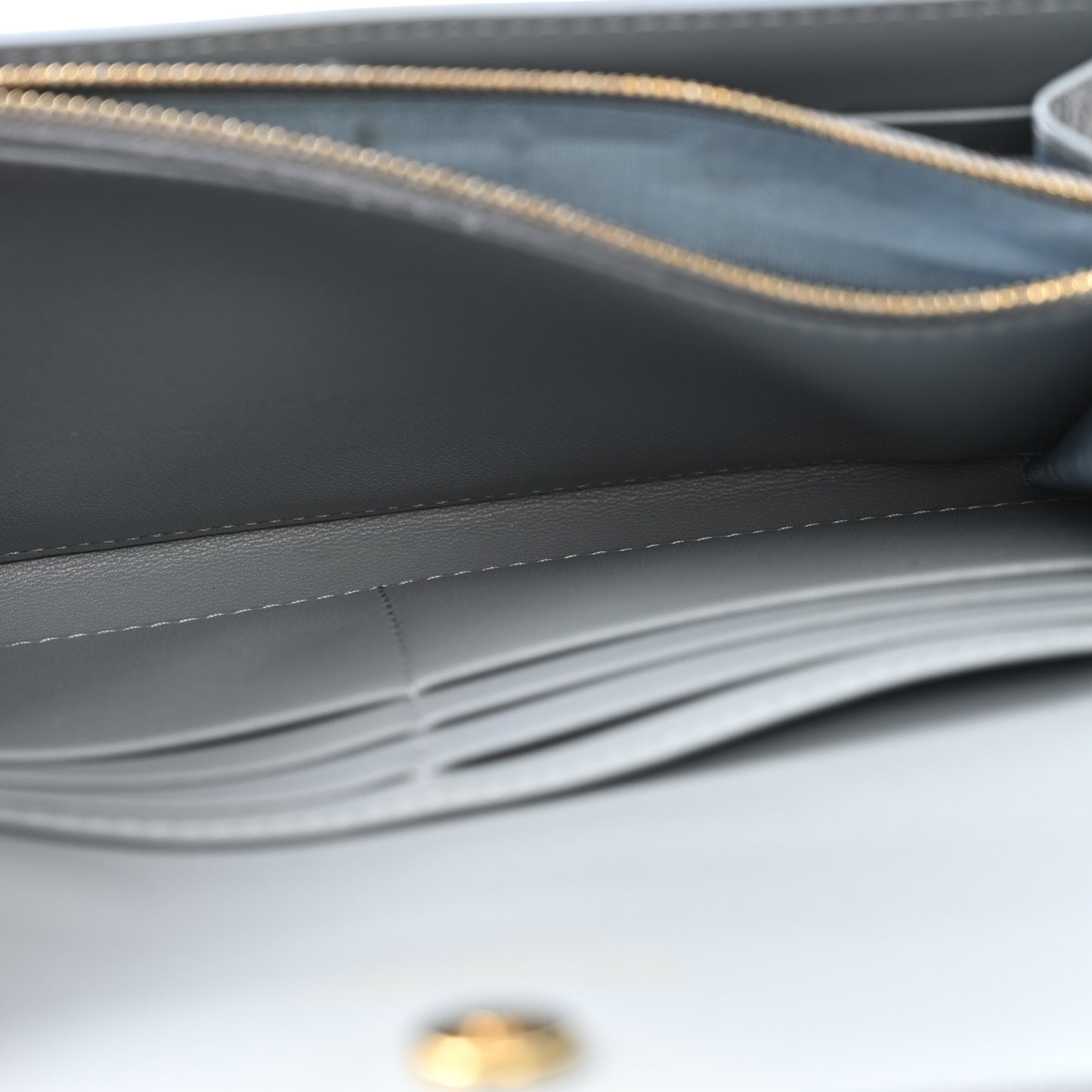 Supple Calfskin Cannage Caro Orchid Long Wallet Cloud Blue