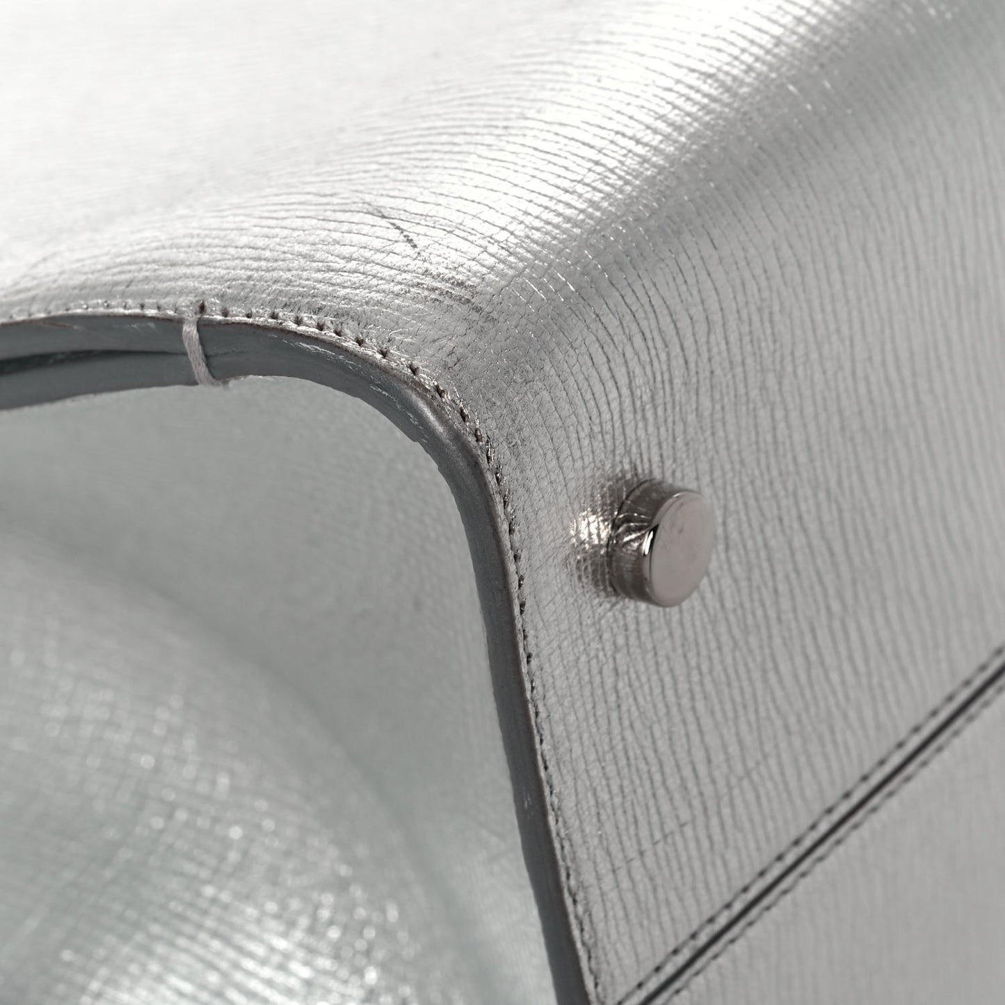 Metallic Goatskin Medium Diorever Flap Silver